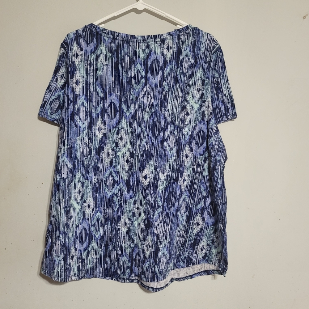 Womens 2X Blue Knit Top Relativity‎ Stretchy Tee Plus Size Work Casual Office - Picture 3 of 3
